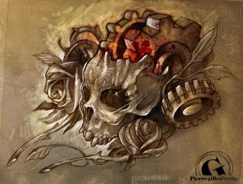 skull roses
