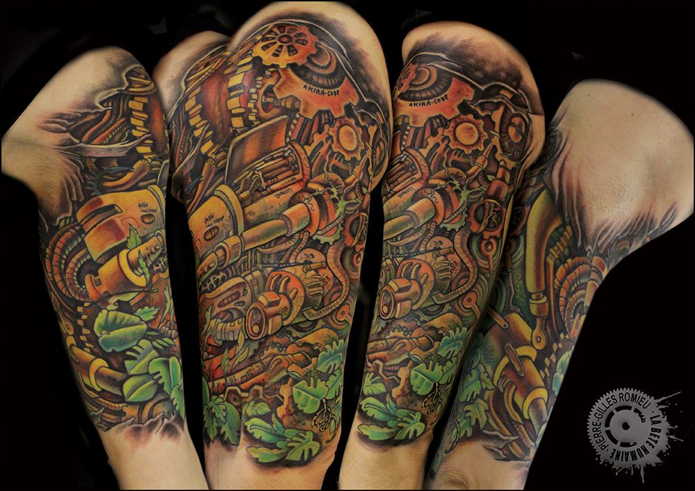 Pierre-Gilles Romieu_la_bete_humaine_paris_tattoo_couleur_biomecanique_vegetation_bras