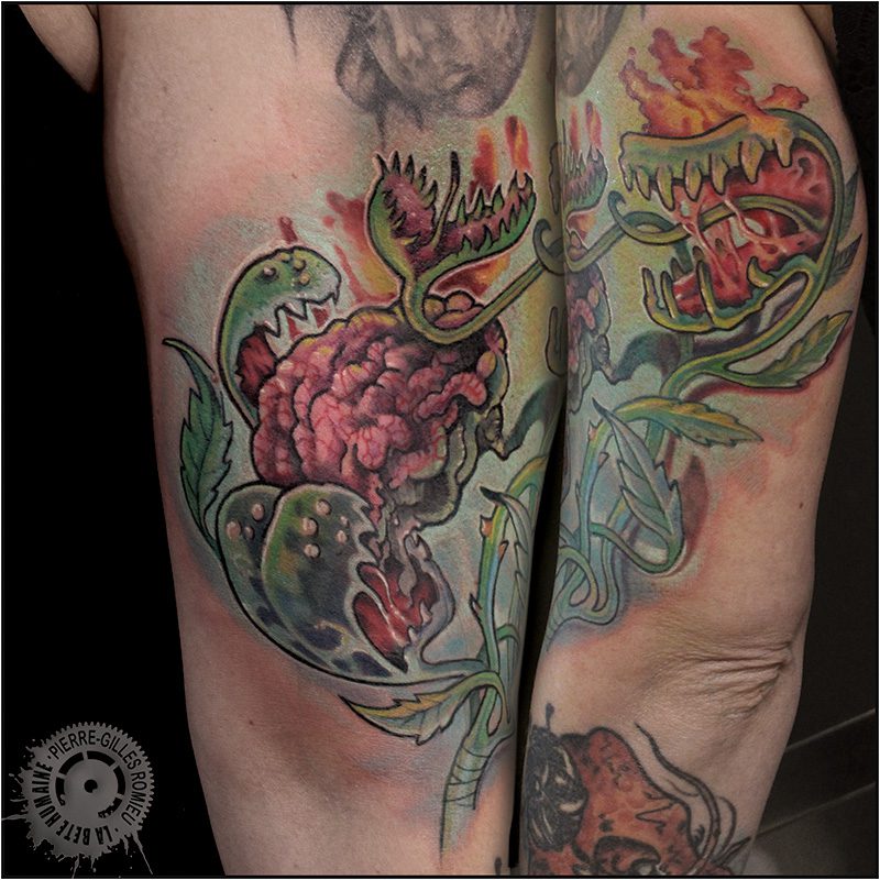 Pierre-Gilles Romieu_la_bete_humaine_tattoo_plante_carnivore_cerveau