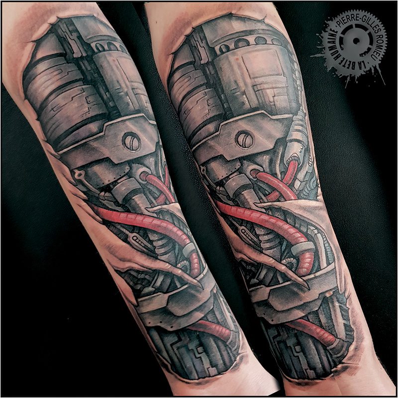 Pierre-Gilles Romieu_la_bete_humaine_mecanique_biomecanique_pistons_noir_gris