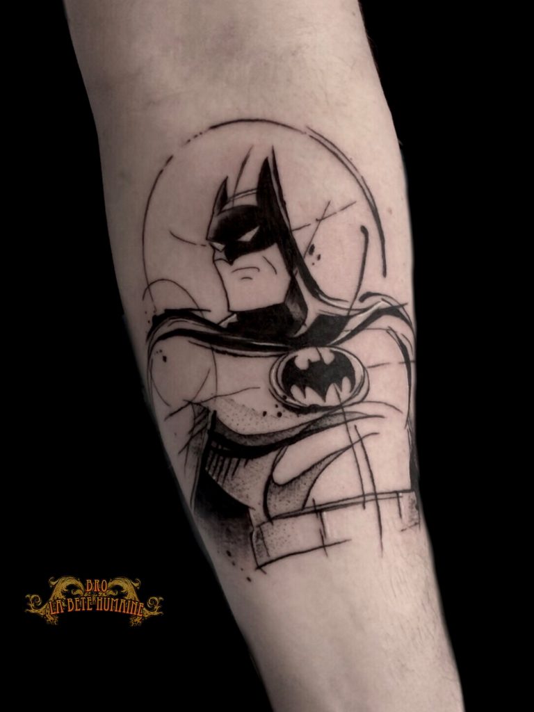 Bro Vanthorn, tatoueur à Paris - Batman, version série animée, tatoué en buste