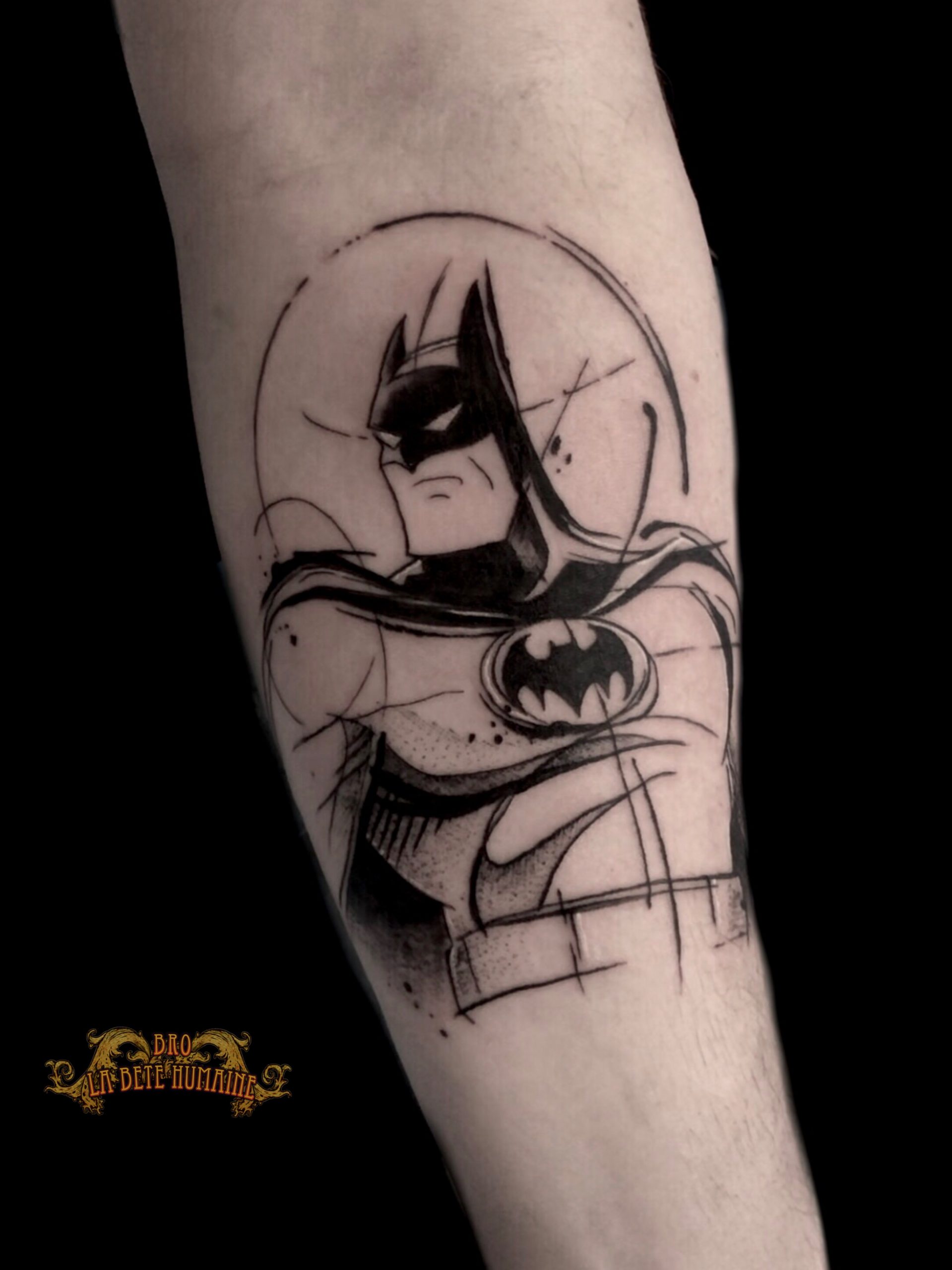 Bro Vanthorn, tatoueur à Paris - Batman, version série animée, tatoué en buste