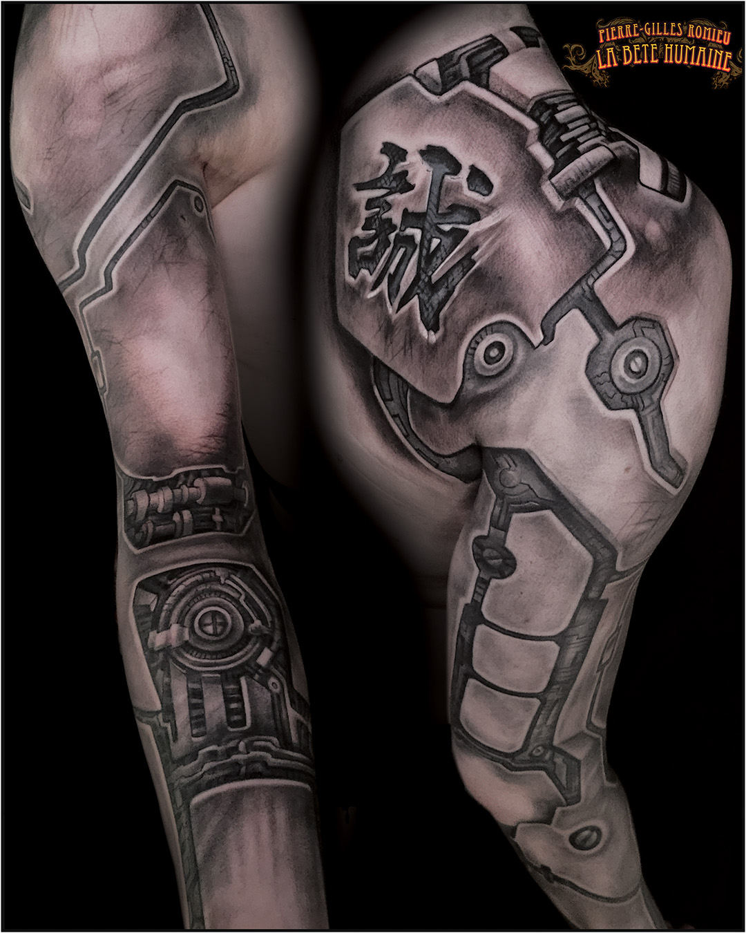 Pierre-Gilles Romieu, tatoueur à Paris - Bras biomécanique cyberpunk tatoué en freehand