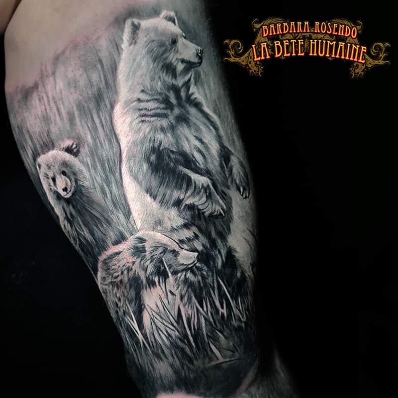 Barbara Rosendo, tatoueuse à Paris - Famille d’ours