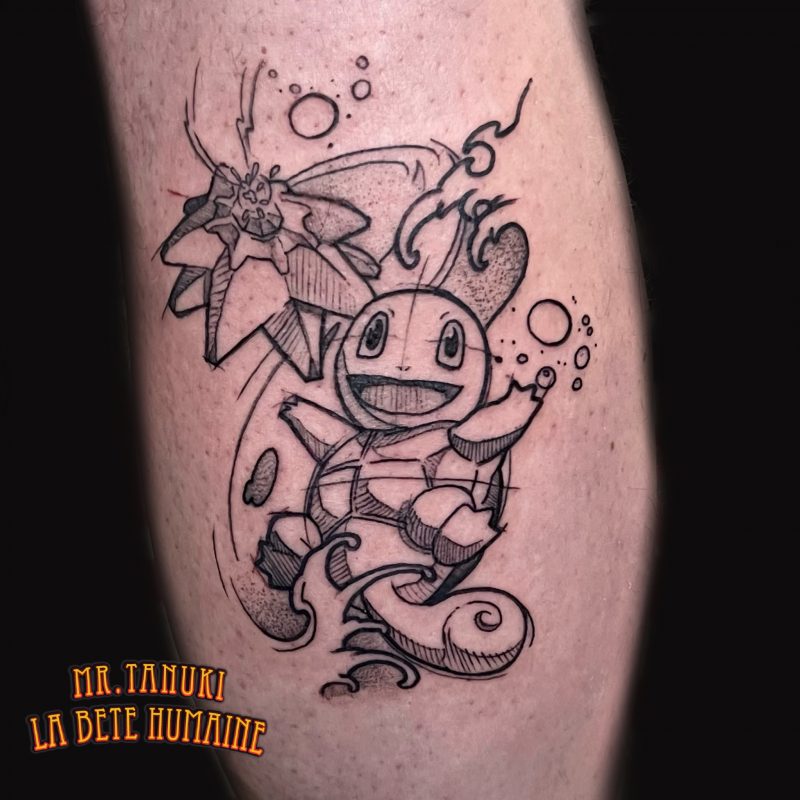 Carapuce sketchy tatoué par Peter Galt