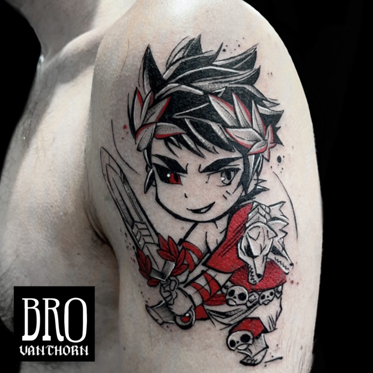 Hadès façon chibi tatoué par Bro Vanthorn