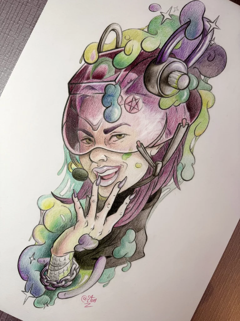 Dessin d'une femme réalisé par Salomé, La Bête Humaine - Paris